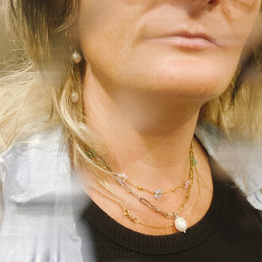 Erika | Duotone chain pearl necklace