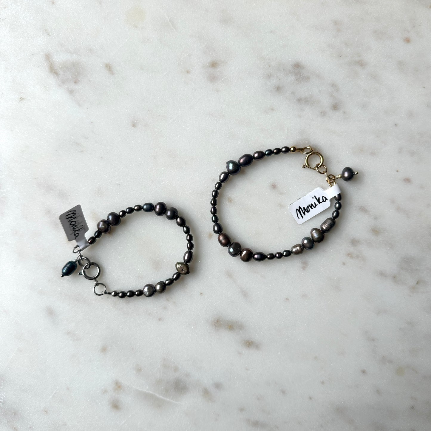 Monika|Upcycled irregular pearls bracelet