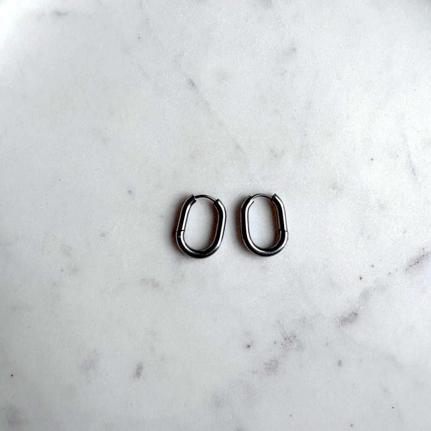 Steel oval hoop earrings