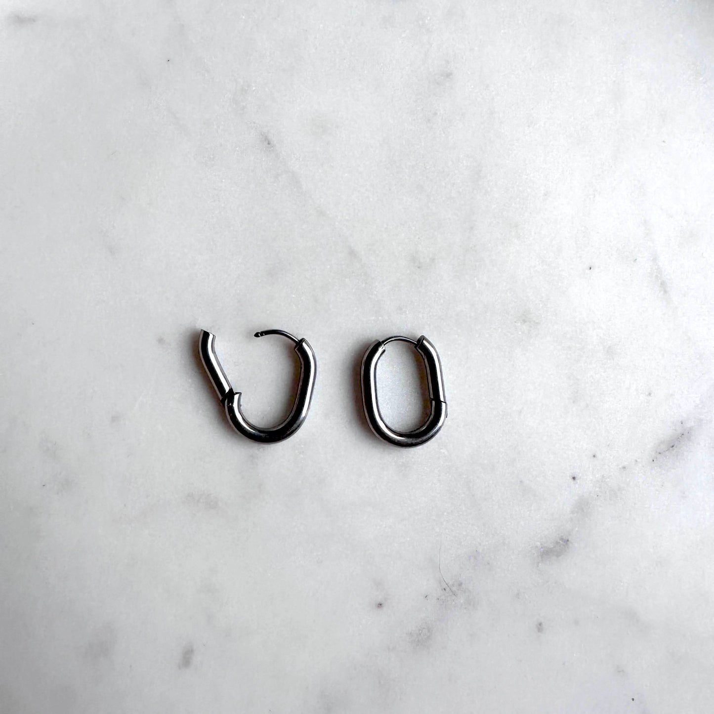 Steel oval hoop earrings