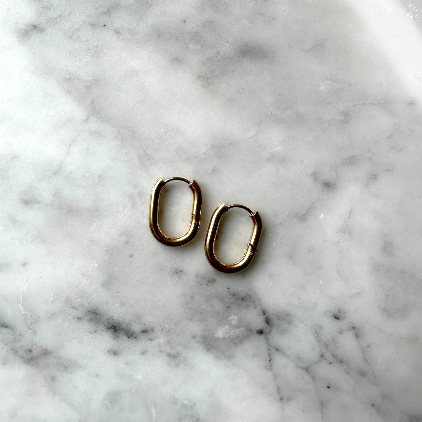 Steel oval hoop earrings