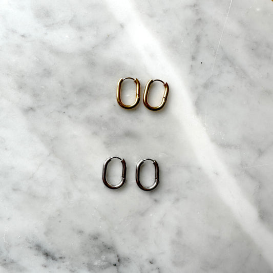 Steel oval hoop earrings