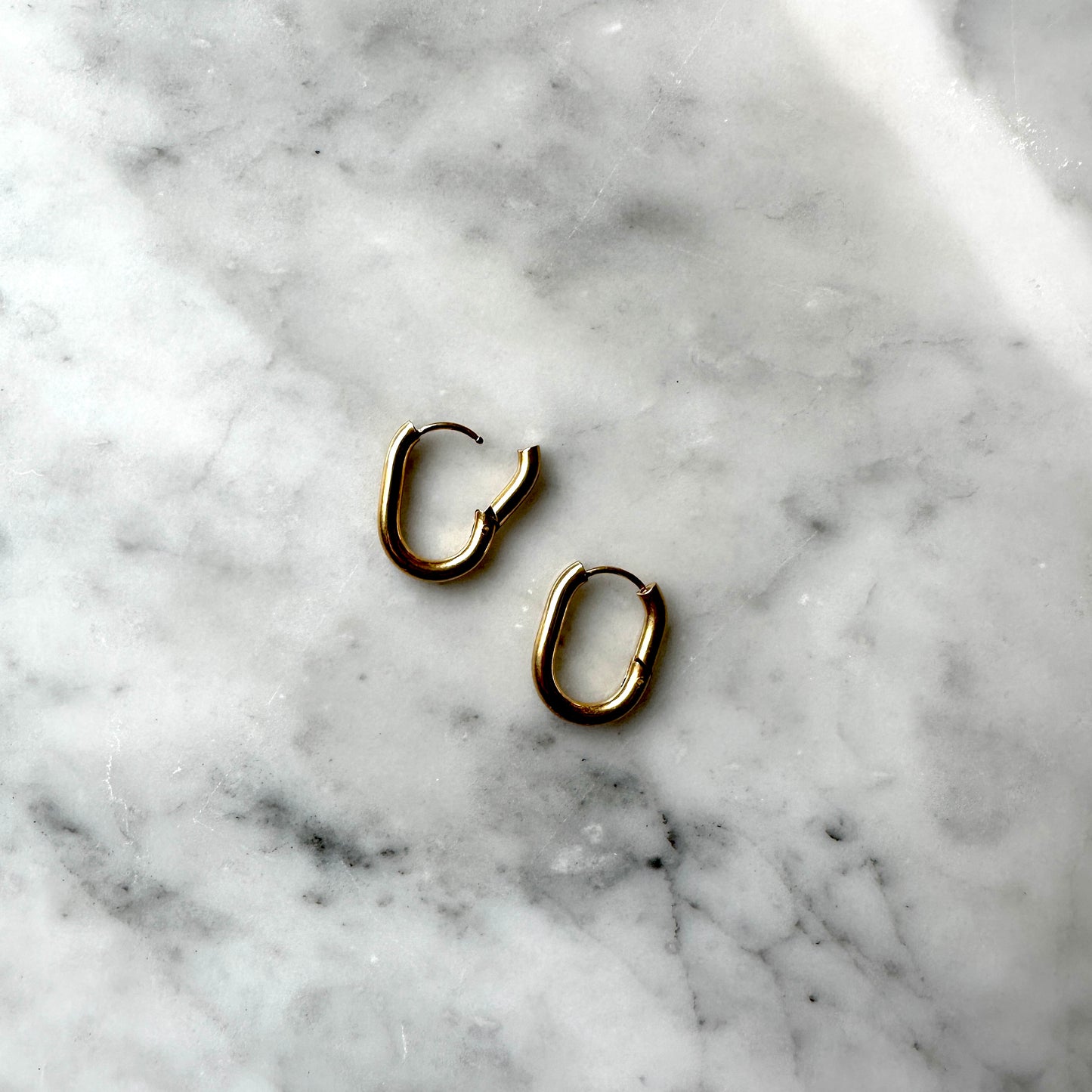 Steel oval hoop earrings