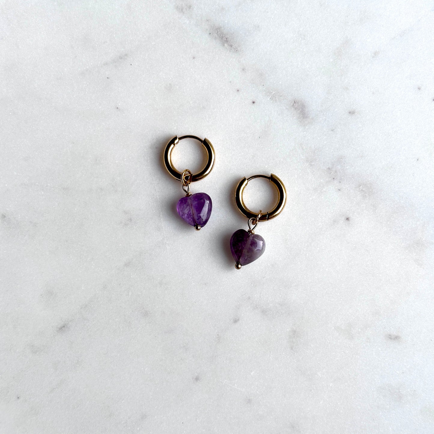 Ai (love) Mini | 2 in 1 | Amethyst stone hearts earrings