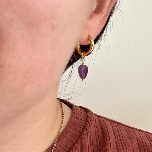Ai (love) Mini | 2 in 1 | Amethyst stone hearts earrings