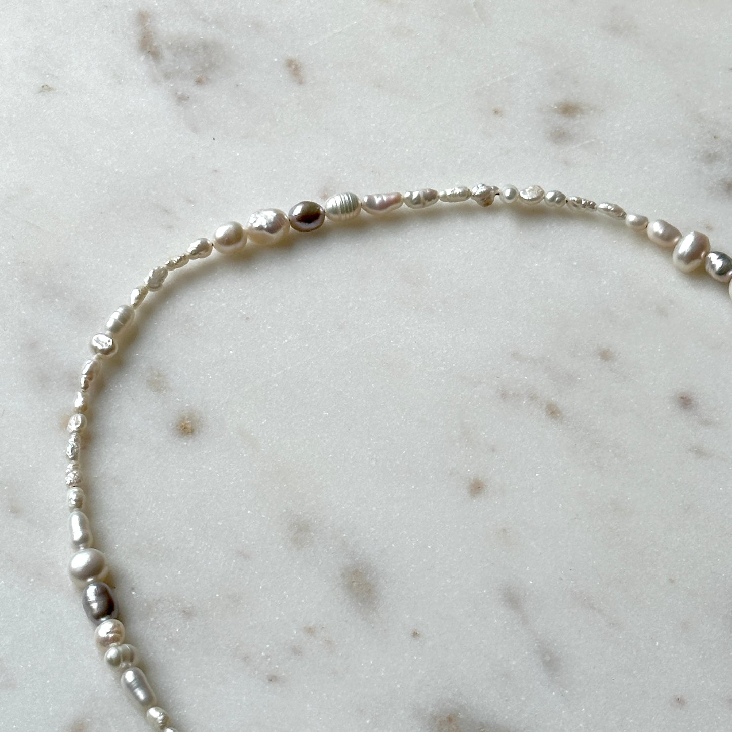 Monika|Upcycled irregular pearls necklace