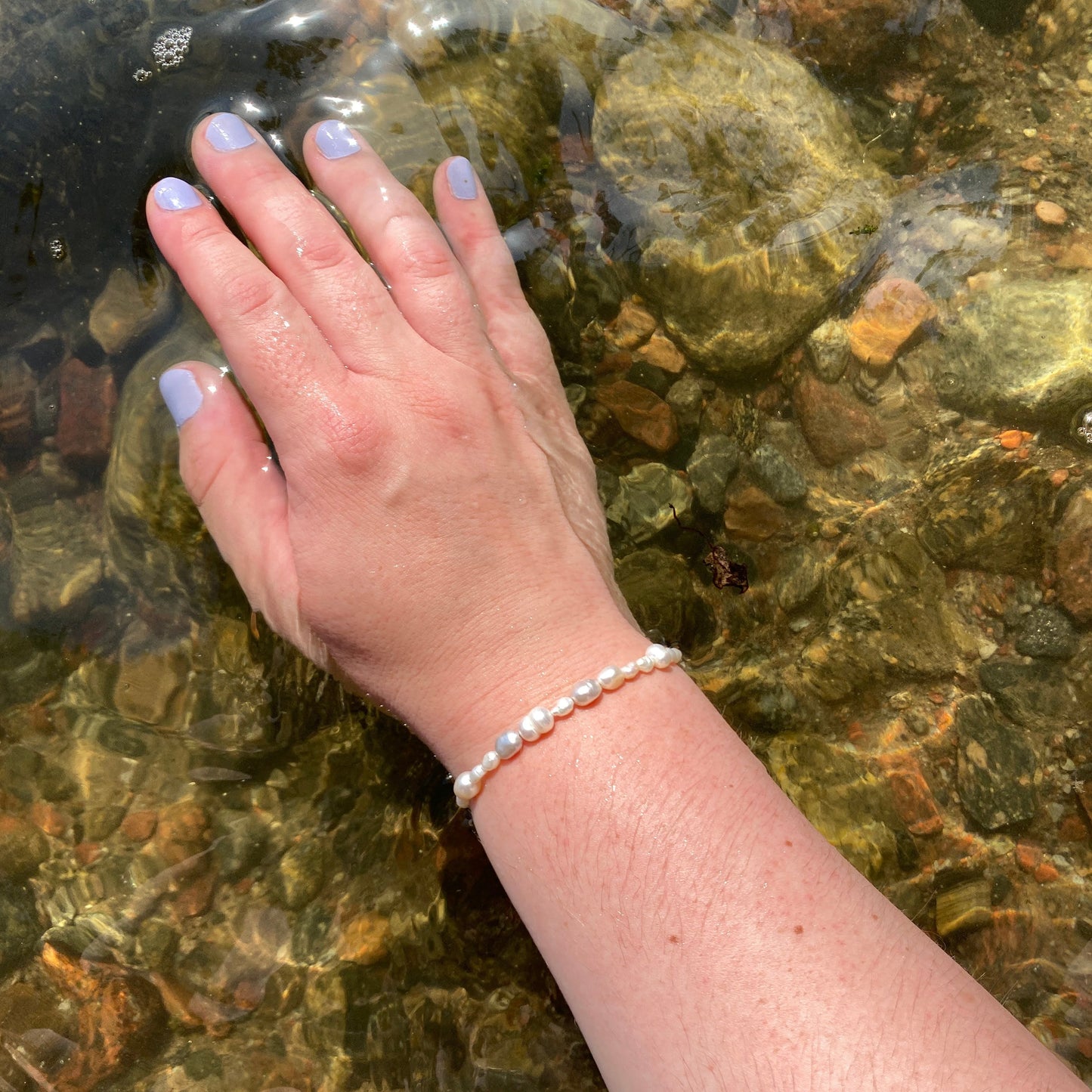Monika|Upcycled irregular pearls bracelet