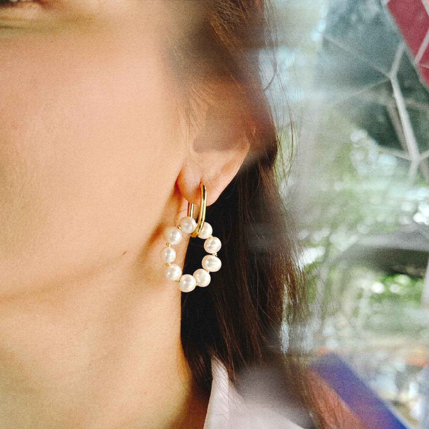 Noonie • upcycled pearl creole earrings
