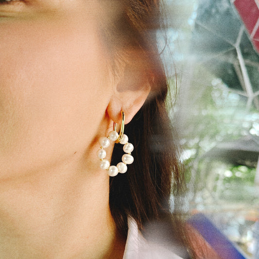 Noonie | Upcycled pearl creole earrings