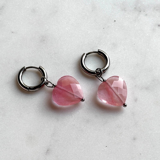 Ai (love) | 2 in 1 | Earrings with faceted stone hearts