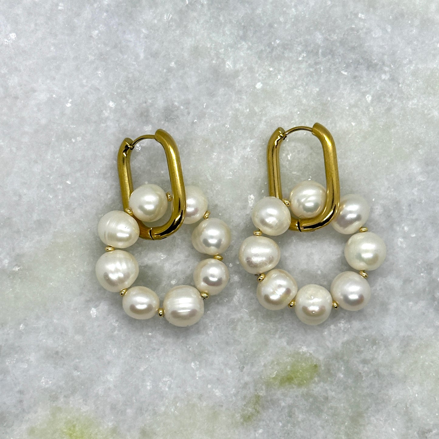 Noonie｜2 in 1｜Upcycled pearls creole earrings