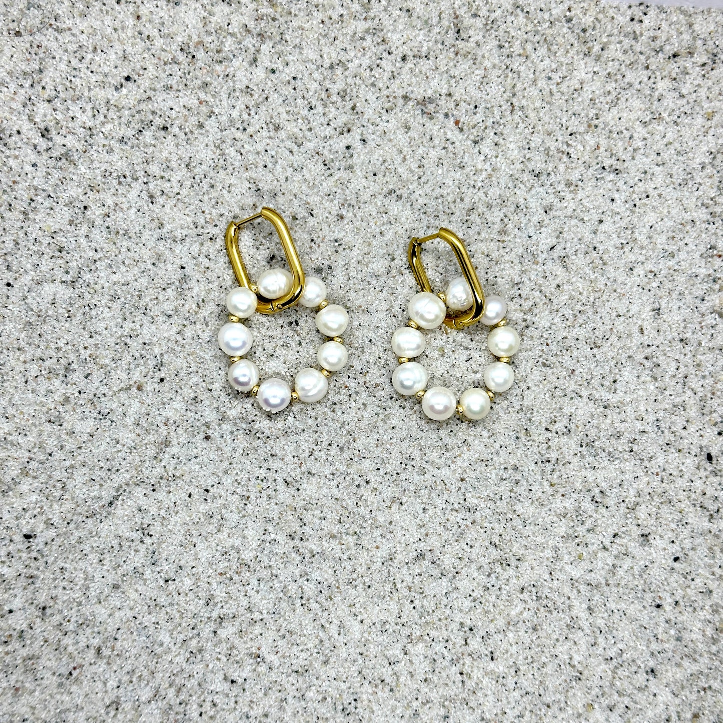 Noonie｜2 in 1｜Upcycled pearls creole earrings