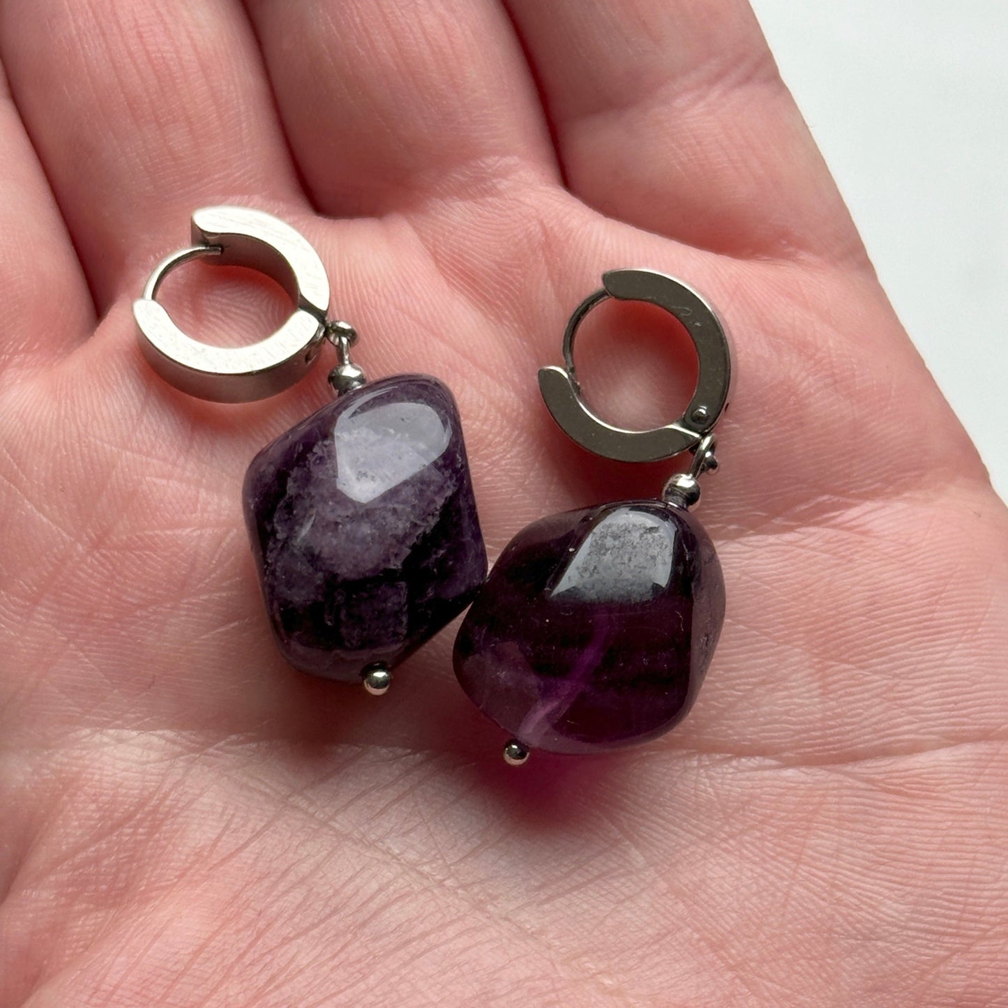 Amy｜Upcycled stone and crystal earrings