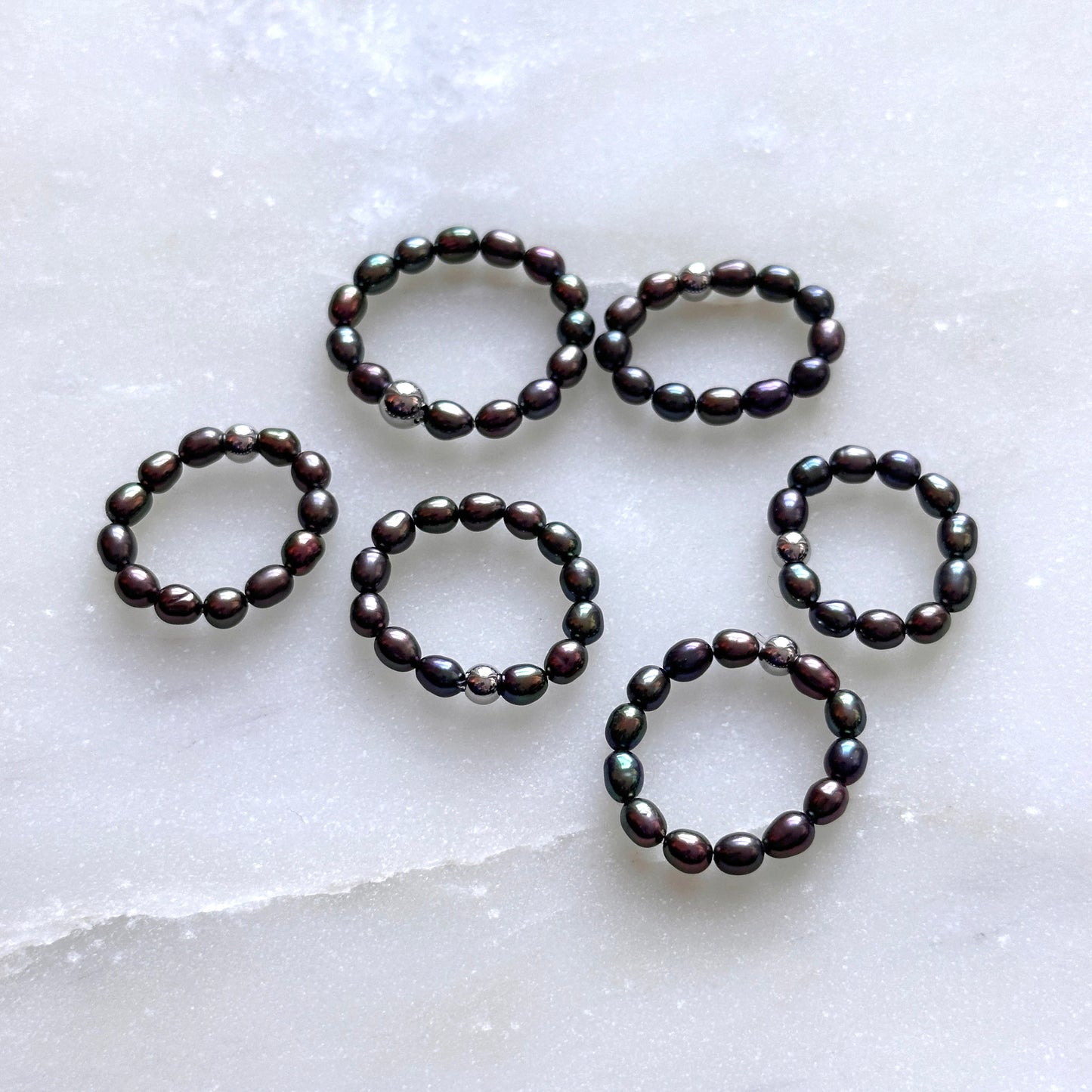 Helen｜Upcycled black pearls ring