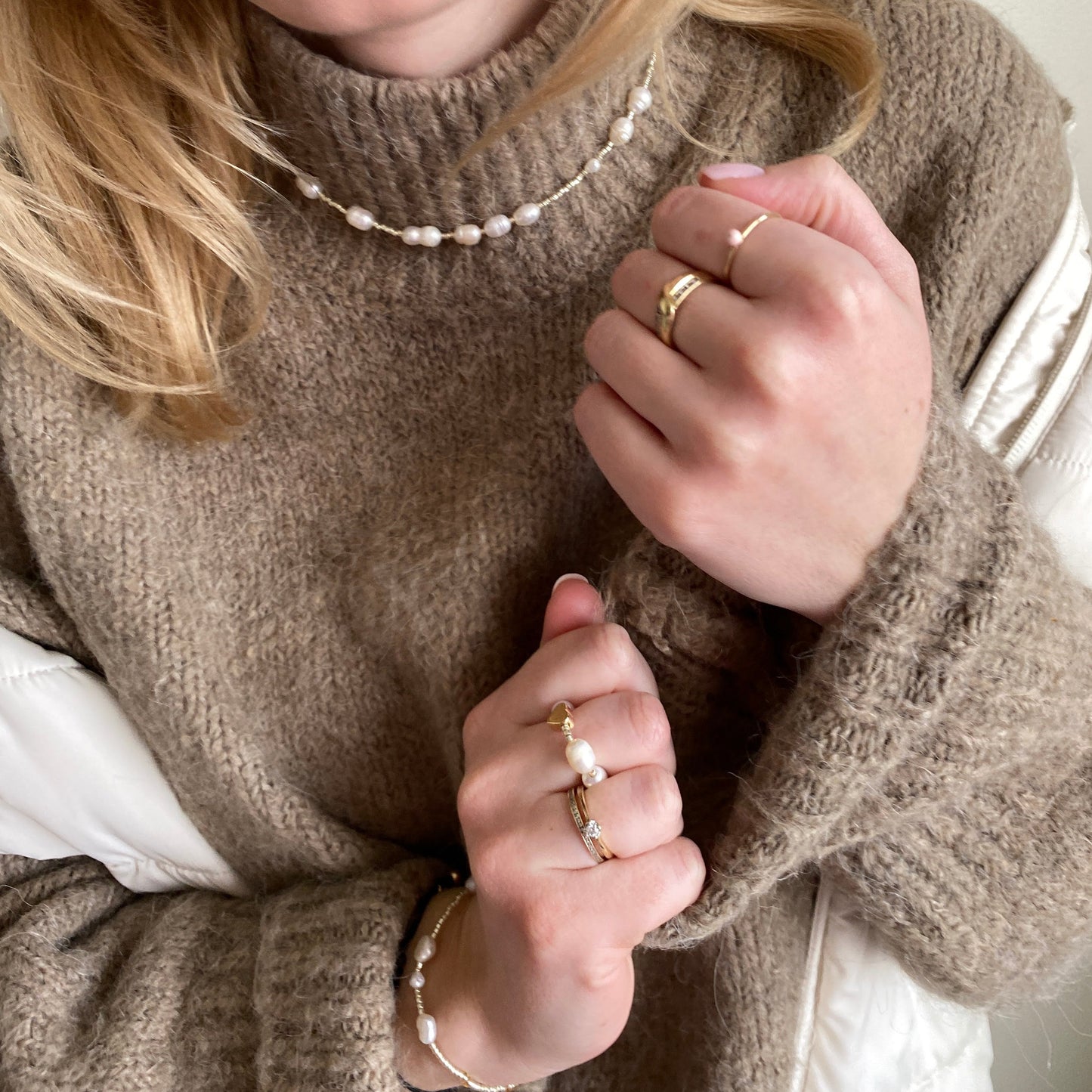 Anna｜Pearls and glass beads necklace