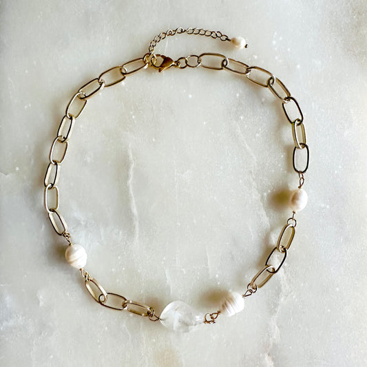 Rocio｜Quartz and pearls necklace