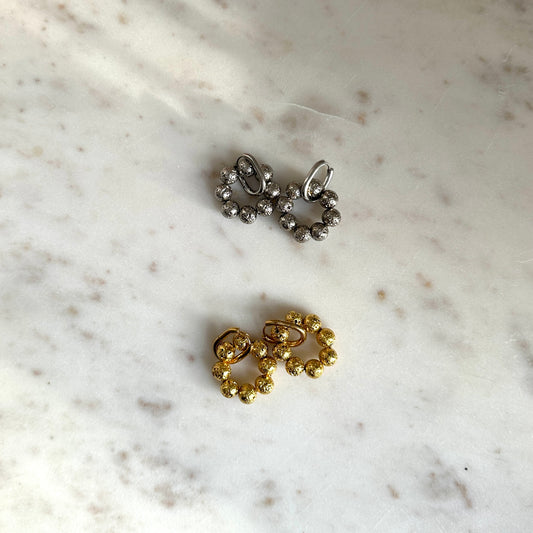 Ioana | Lava stone creole earrings