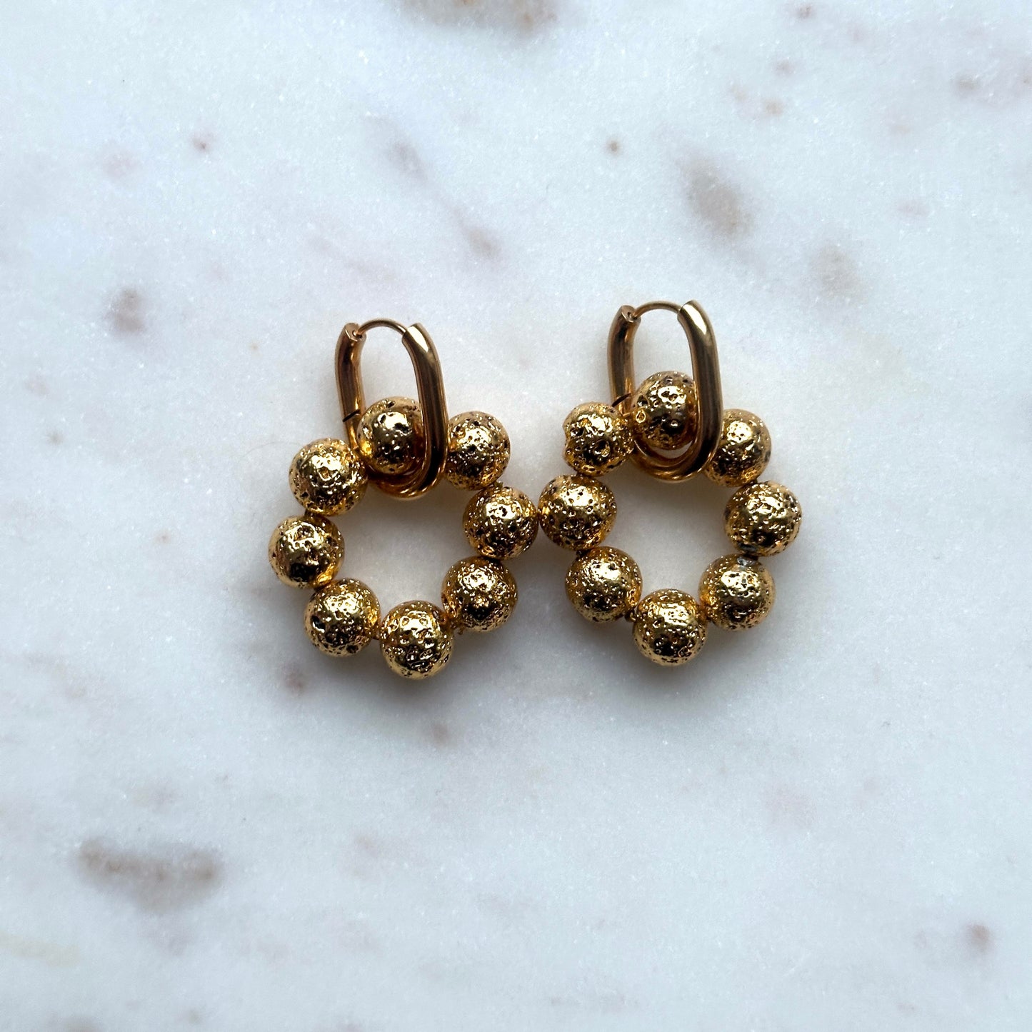 Ioana • lava stone creole earrings