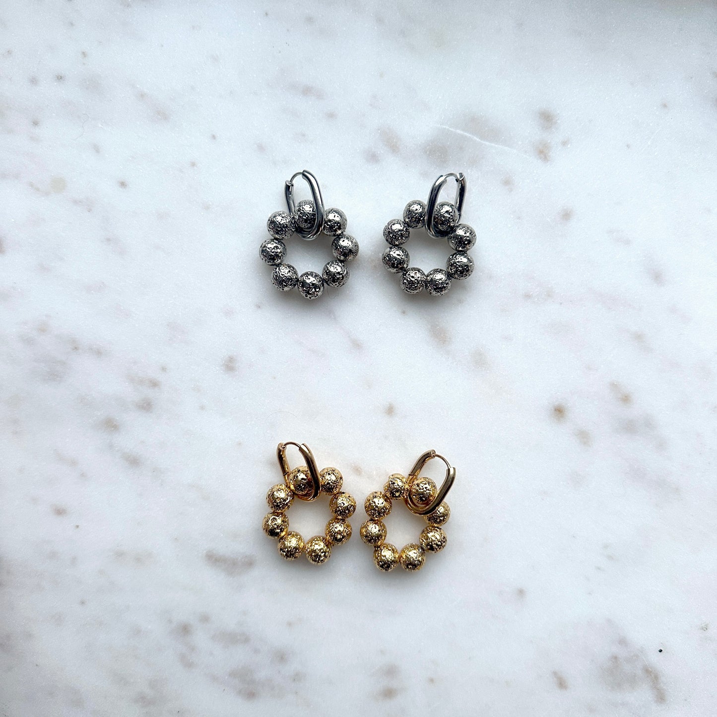 Ioana • lava stone creole earrings