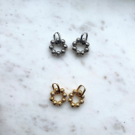 Ioana | Lava stone creole earrings