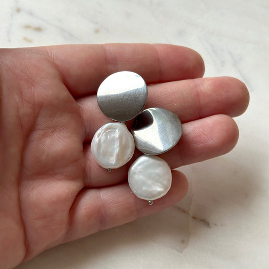 Pearl earrings on a silver stud