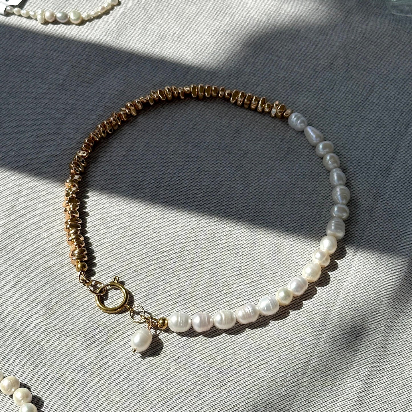 Isabell｜Upcycled pearls with hematites necklace