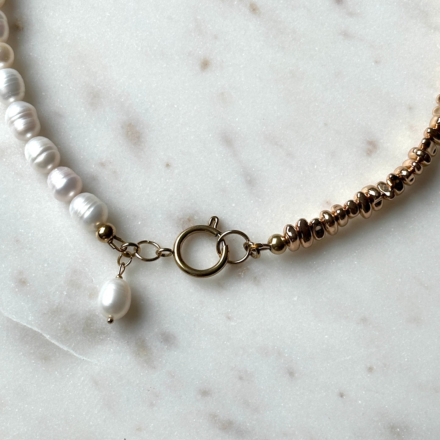 Isabell｜Upcycled pearls with hematites necklace