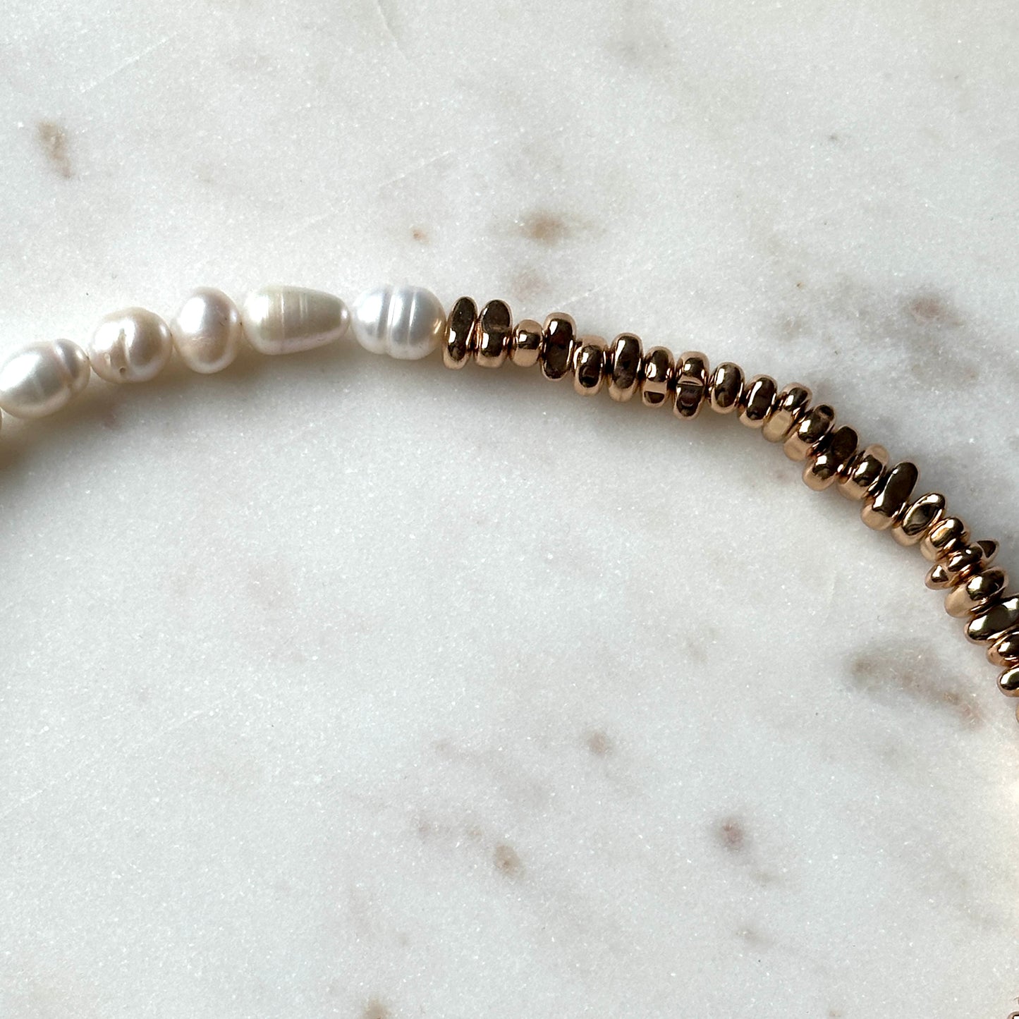 Isabell｜Upcycled pearls with hematites necklace
