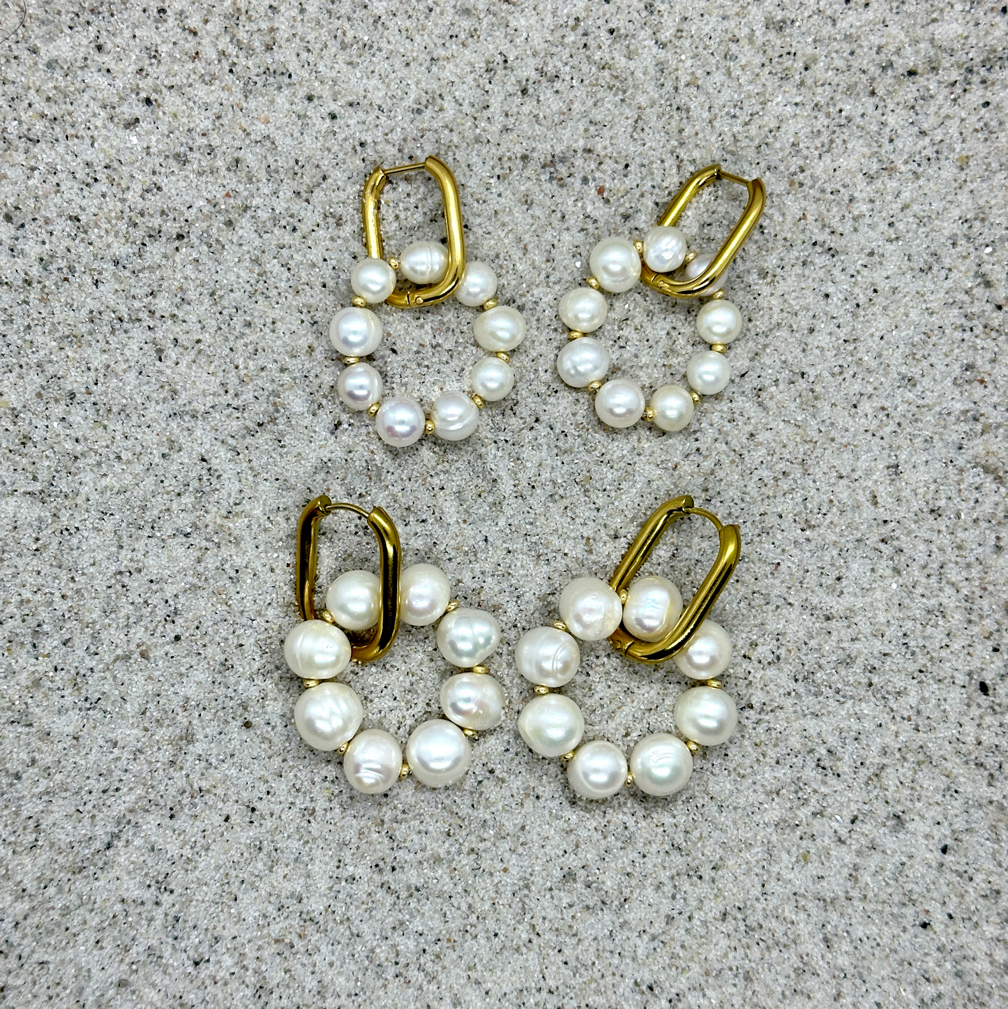 Noonie｜2 in 1｜Upcycled pearls creole earrings